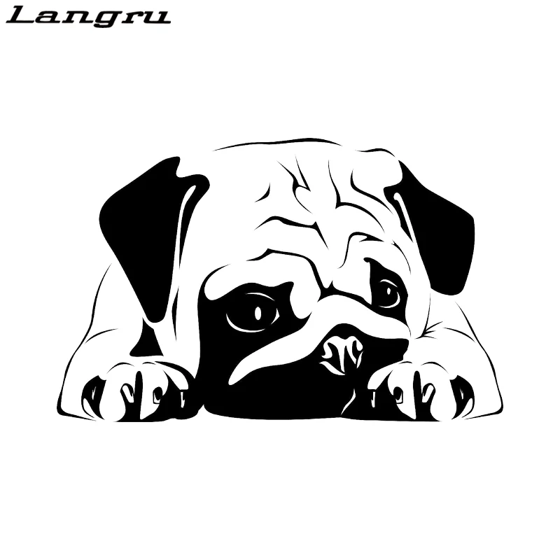 Классическая виниловая наклейка Langru в виде мопса крутая графическая для
