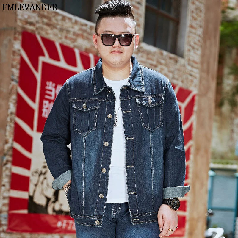 Новая трендовая модель 2019 года модные мужские джинсовые куртки модели 8XL для