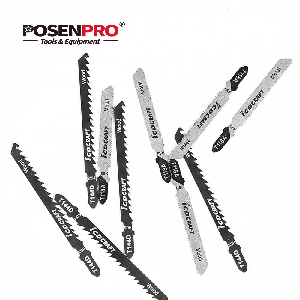 

POSENPRO 5-pcs Jig Saw blade T144D for wood and T118A for metal
