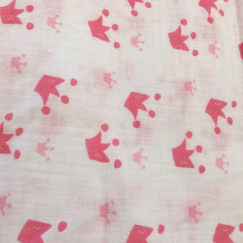 Pink Crown 100% Cotton Muslin Blankets Bedding Swaddling For Newborn Baby Blanket Swaddle Wrap Bath Towel | Мать и ребенок