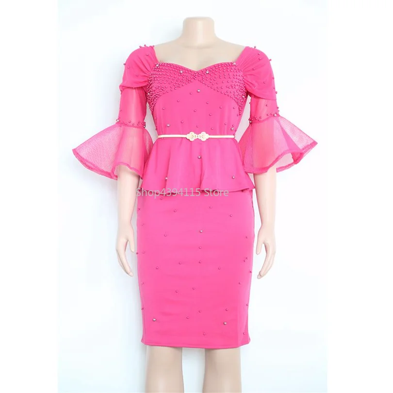 2019 женские рождественские платья новый год жемчужные бусы Женское Платье vestidos de