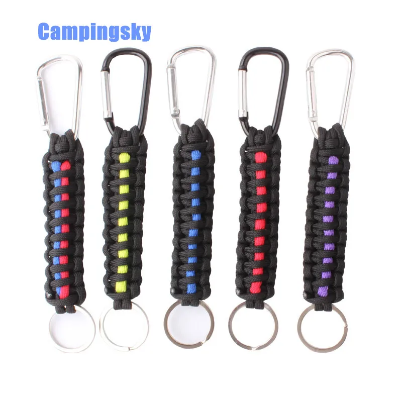 CAMPINGSKY 550 ParaCord Lanyard Chain брелок ручной работы для брелок-фонарик черный, альпинистское снаряжение для выживания, paracord 550