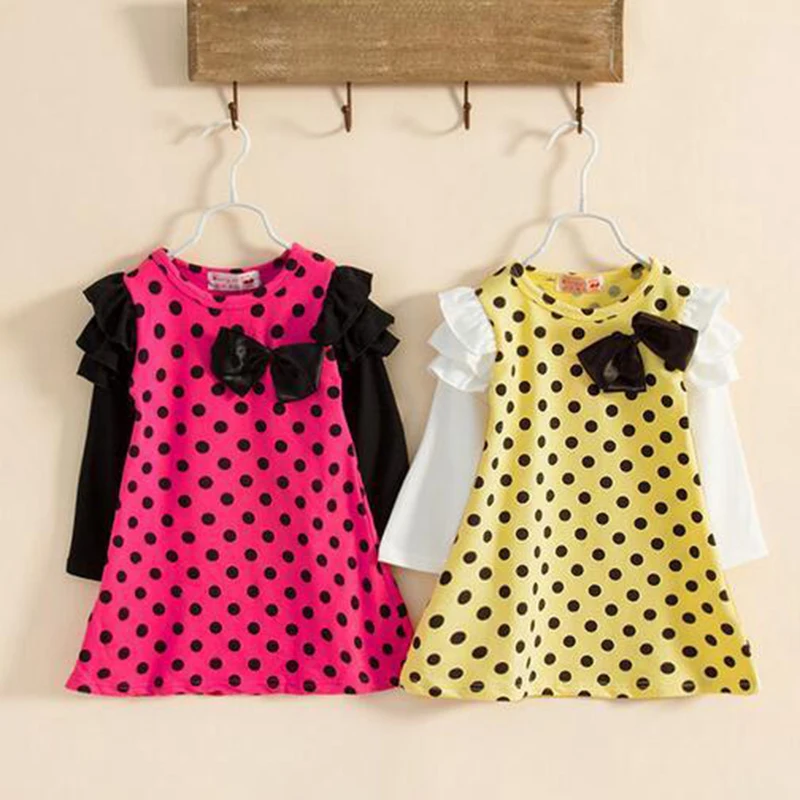 2021 колен с длинными рукавами и бантом для девочек Платье принцессы Детское