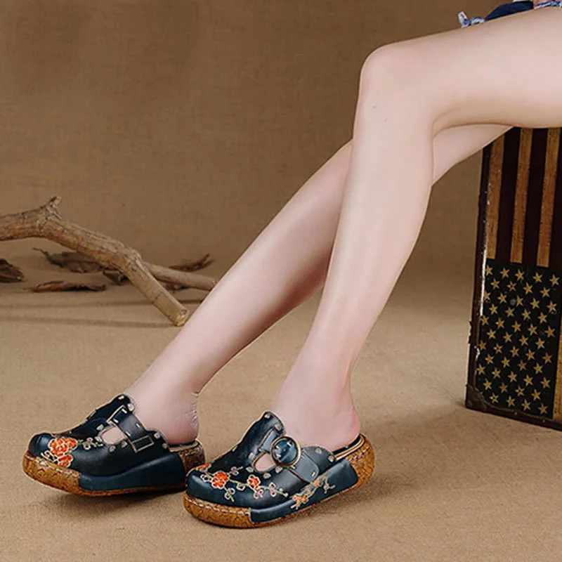 

2019 summer new female sandals wholesale casual ladies sponge cake with slippers national wind leather wedge sandals