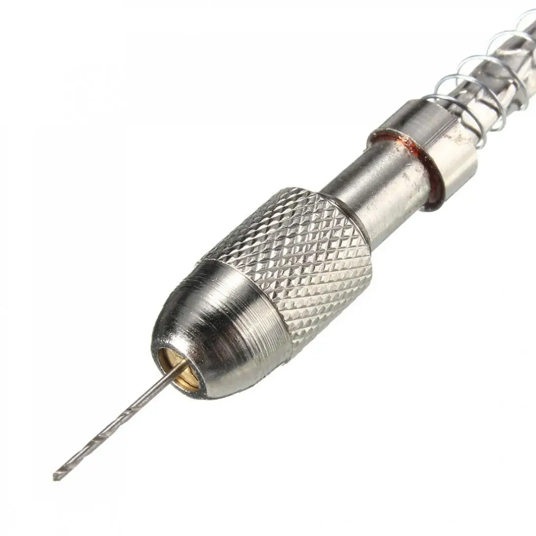 

Micro Mini Steel Hand Drill with Chuck and 20pcs 0.3-1.6mm Straight Shank Twist Drill Bits Set