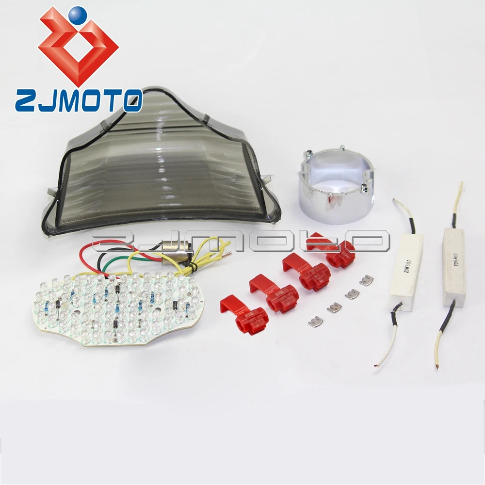 ZJMOTO дым мотоцикл светодиодный задний фонарь интегрированные поворотные сигналы