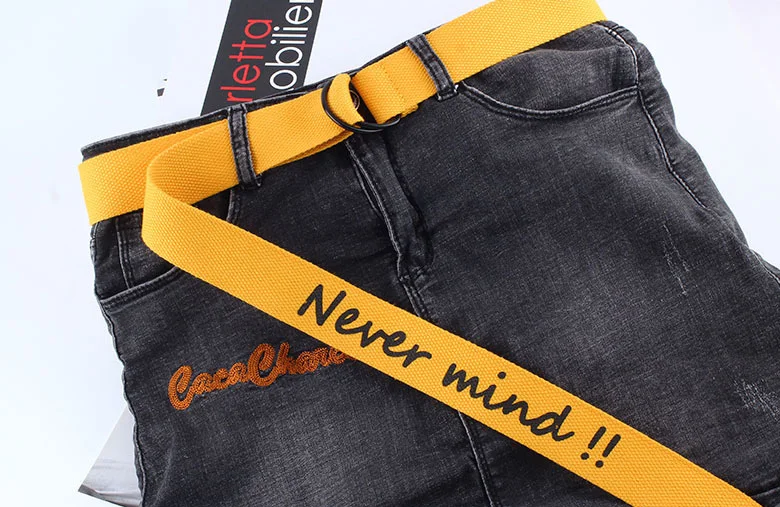 Несколько цветов холщовый ремень для мужчин и женщин джинсы Английский алфавит личность двойное кольцо Пряжка ремень белый пояс Z30