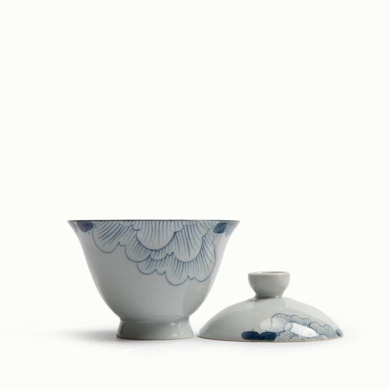 150 мл Цзиндэчжэнь синий и белый фарфор гибискуса Gaiwan мастер чашки Чай горшок