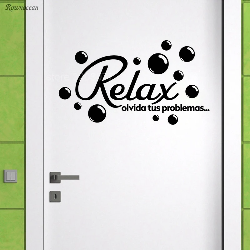 

Spanish Quote Relax Bubbles Bathroom Stickers Vinyl Wall Decals Wallpaper Mural Wall Art Home Decor House Decoration B-27