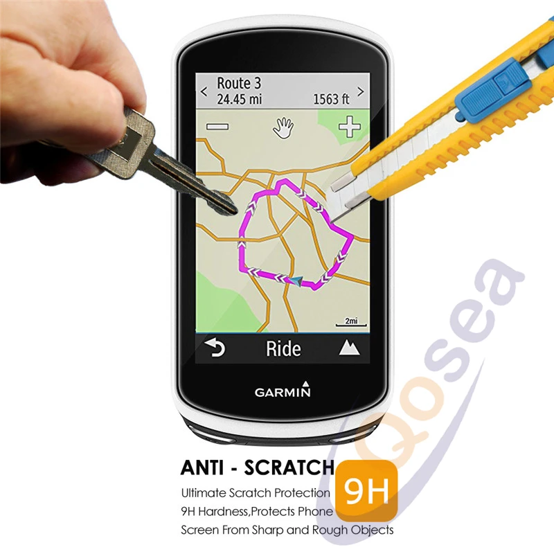 Qosea (2 упаковки) для Garmin Edge 1030 9H защитное закаленное стекло ультра прозрачное