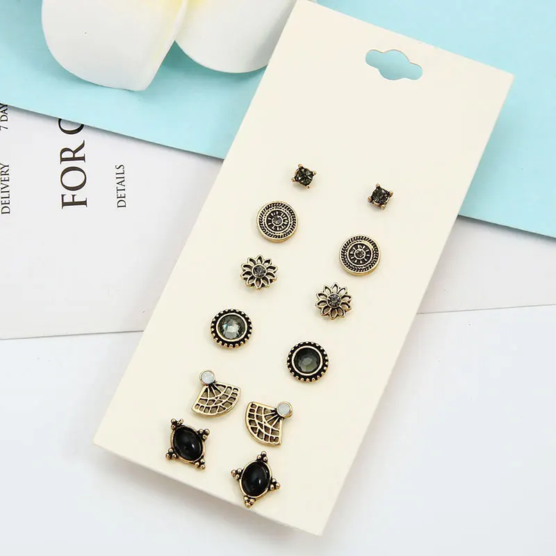 Женские винтажные серьги гвоздики с квадратным кристаллом|earrings factory|earrings