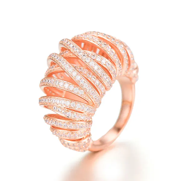 Rose Gold GODKI новые роскошные Крест линии CZ кубический циркон CZ кольца для женщин Свадебные обручальные Обручальные Дубай золотые кольца на палец - Цвет основного камня: Rose Gold