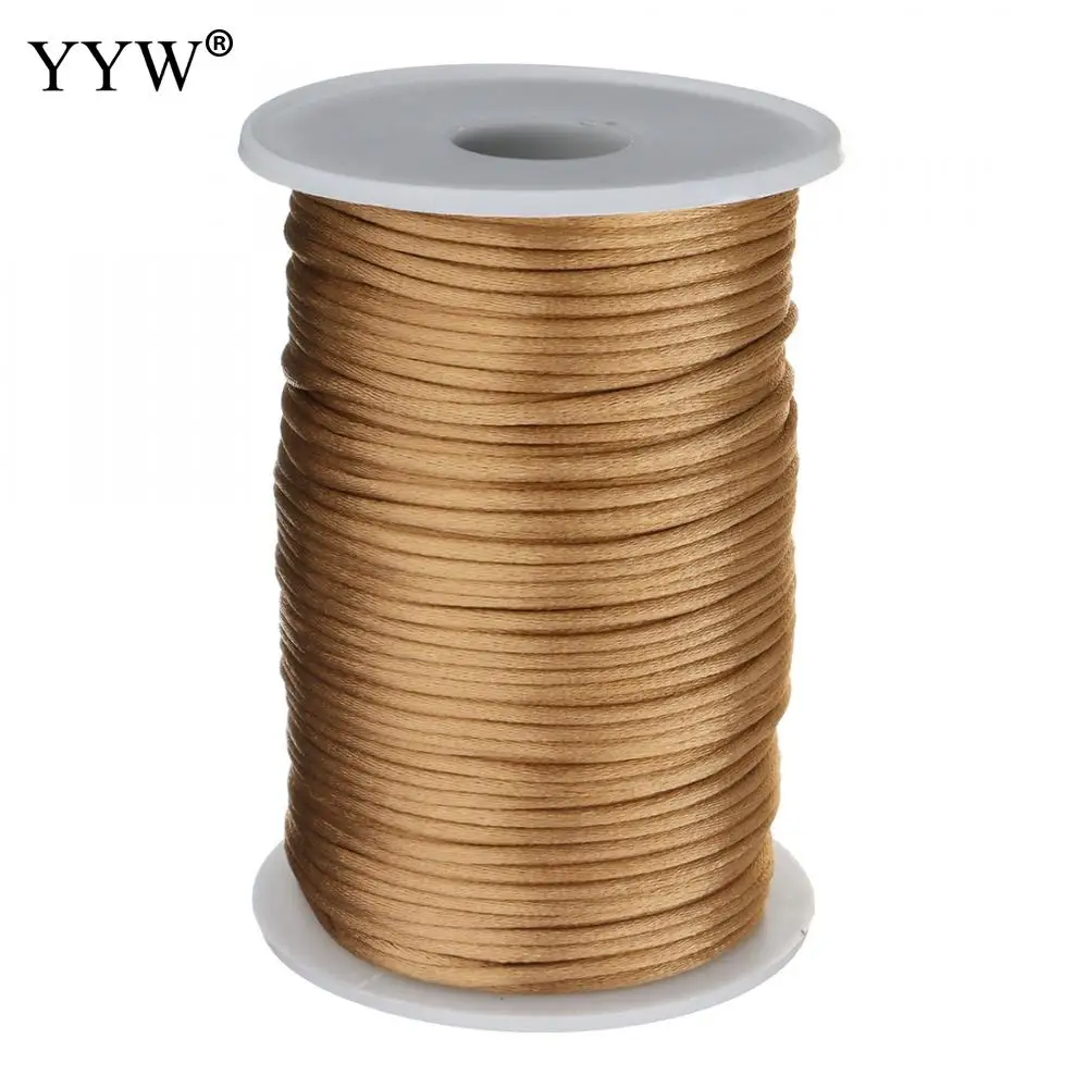 coffee color 24 цвета, 100 ярдов/шт, 2 мм, смешанный нейлоновый сатиновый шнур, шелковистый шнур макраме, Плетенный бисером, браслет, нить - Цвет: coffee color