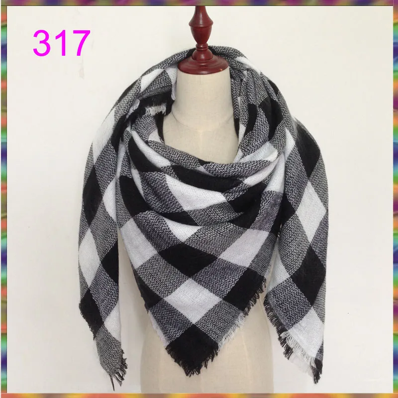 Клетчатый женский зимний теплый шарф для женщин двухстороннее одеяло шали