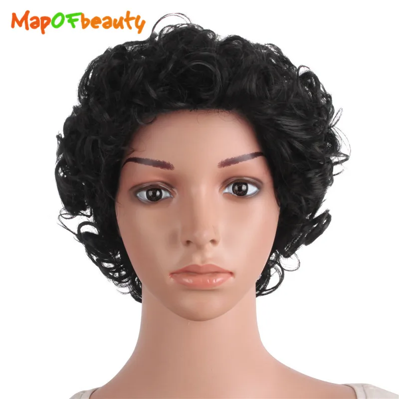 MapofBeauty короткий кудрявый афро черный парик термостойкие парики для черных женщин