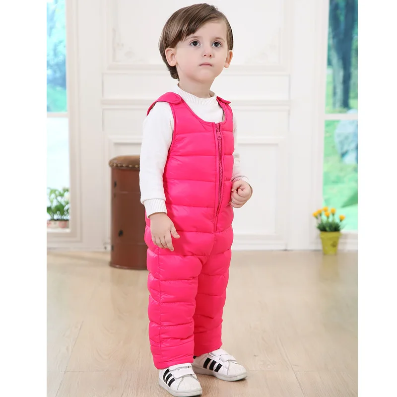 Детские зимние штаны на утином пуху теплые для мальчиков и девочек брюки