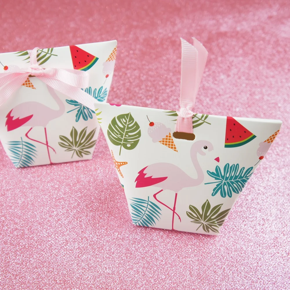 

10pcs Flamingo summer theme Paper Box For Candy Storage Boxes Wedding party birthday Favors Gifts Decoration