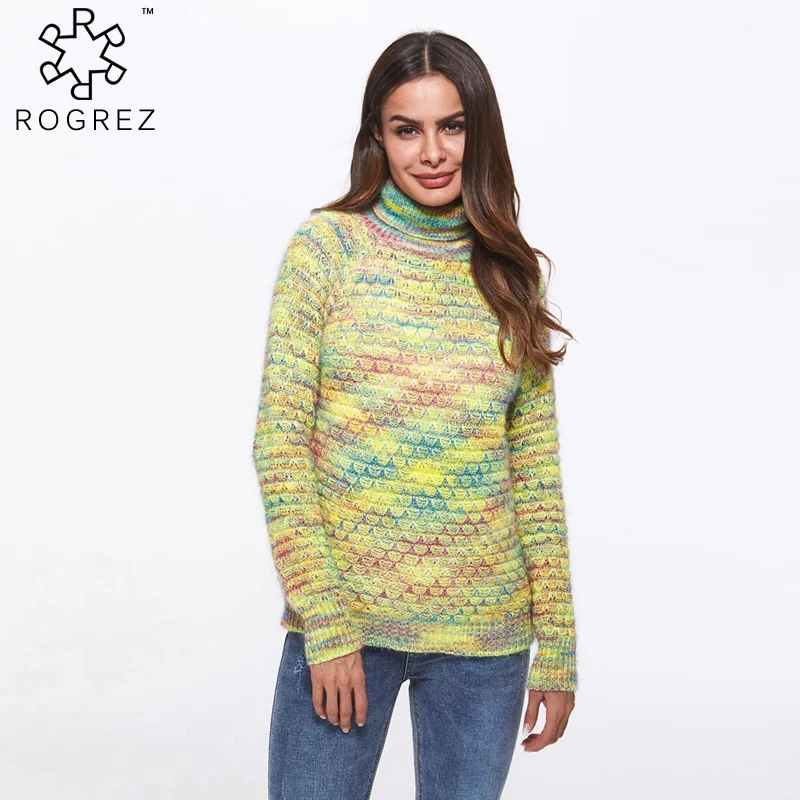 ROGREZ красный Rainbow 2018 Повседневное кашемировый свитер Для женщин sueter mujer invierno с