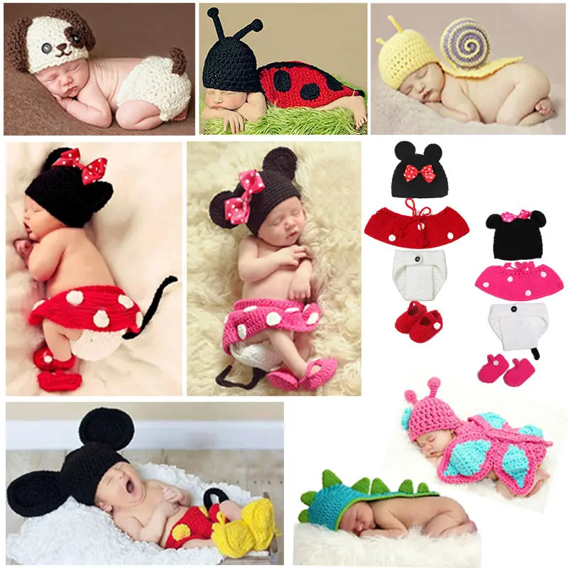 

HOT Newborn Photography Props High Quality 100% Handmade Knitted Soft Infant Clothes Cute Baby Boy Accessories Baby Hats