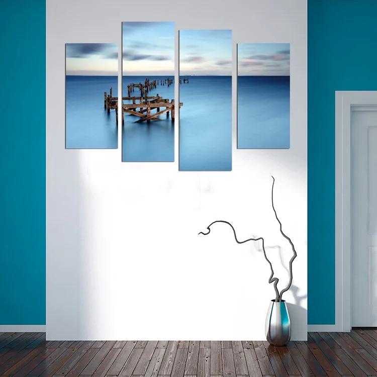 Четыре шт. без рамки морской мост sundown картина маслом с принтом на холсте домашний