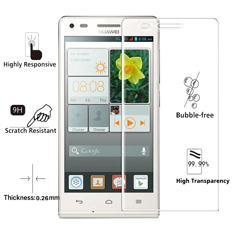 Закаленное стекло 2.5D для Huawei Ascend G6 9H Взрывозащищенная защитная пленка экрана G6-C00
