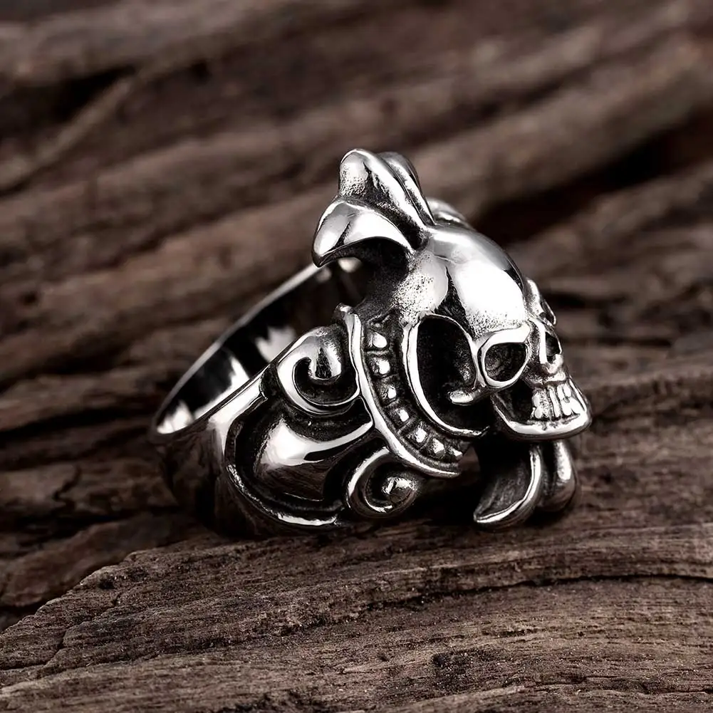 VALEN BELA Jewellery Retro Skull Rings 316L Stainless Steel Male Bague Homme Anillo Hombre Biker Ring Men JZ5464 | Украшения и