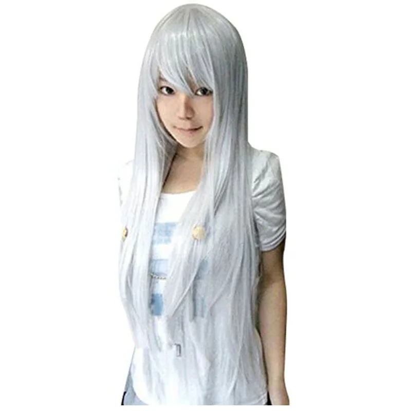 Zen Nyo Пруссия натуральный 80 см длинный прямой Тоторо серебристо серый Vocaloid