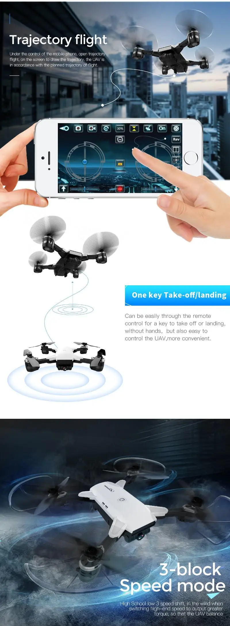 JDRC JD-20 JD20 wifi FPV с 2-мегапиксельной широкоугольной камерой Режим высокой фиксации складной Радиоуправляемый квадрокоптер RTF селфи Дрон VS Visuo XS809HW E58