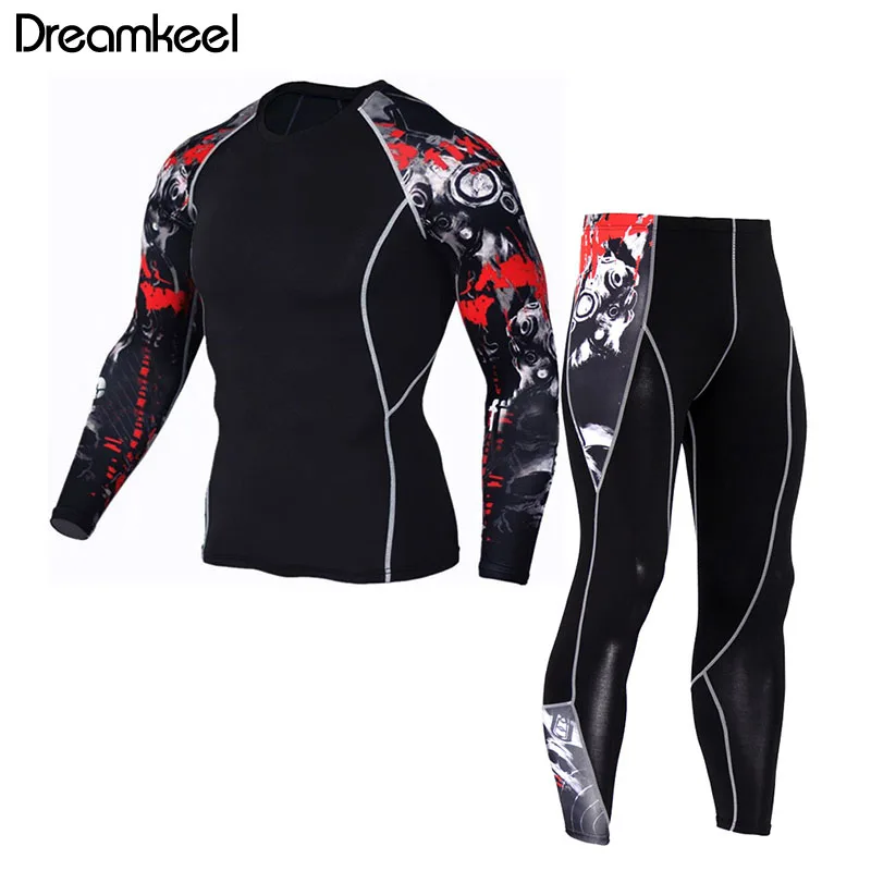 Высокое качество новое термобелье мужские комплекты нижнего белья компрессионное флисовое быстросохнущее термо Нижнее белье Мужская одежда Y - Цвет: SUIT1