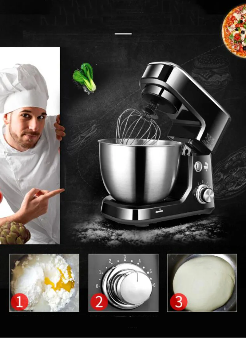 4 Liter Mixer Household Automatic Small Egg Beater Multi-Function Kneading Dough Mixing Cook Egg Machine Electrical Appliances