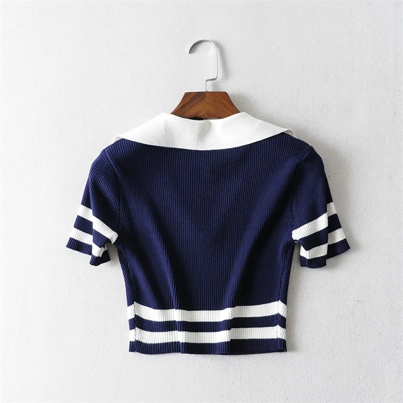 Women Stripe Knitted Crop Top | Женская одежда