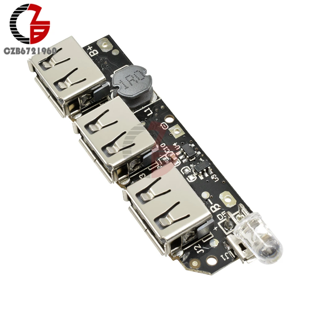 

5V 1A 2.1A 3 USB 18650 Lithium Battery Charging Module Step Up Boost Li-ion Lipo Battery Charge Circuit Board for Power Bank