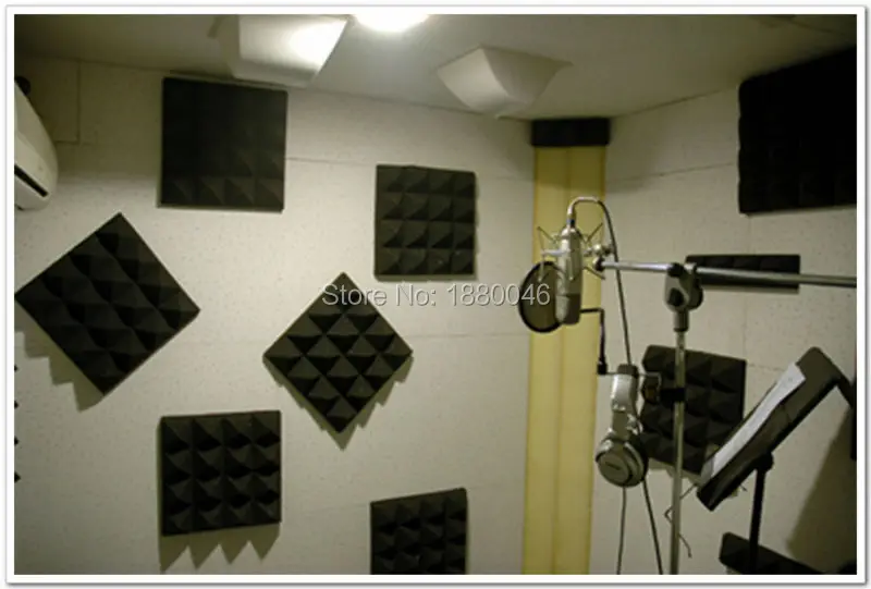 

Black color 8cm Thickness acoustic Pyramid foam panel acustico acoustic panel studio foampanel acustico 12pcs size 50*50*8cm