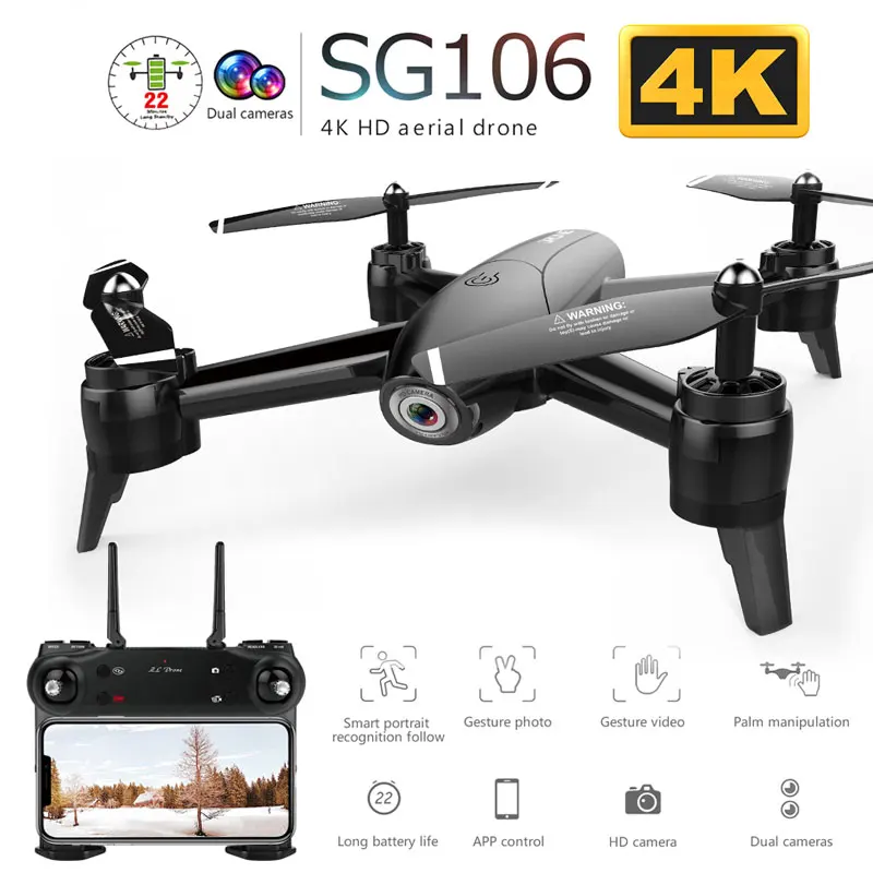 SG106 RC Дрон с Wi Fi FPV 4 K камера оптический поток 1080 P HD Двойная антенна видео