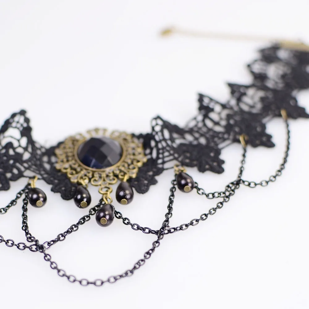 Модное готическое ожерелье чокер Knock винтажное с кисточками и татуировками в