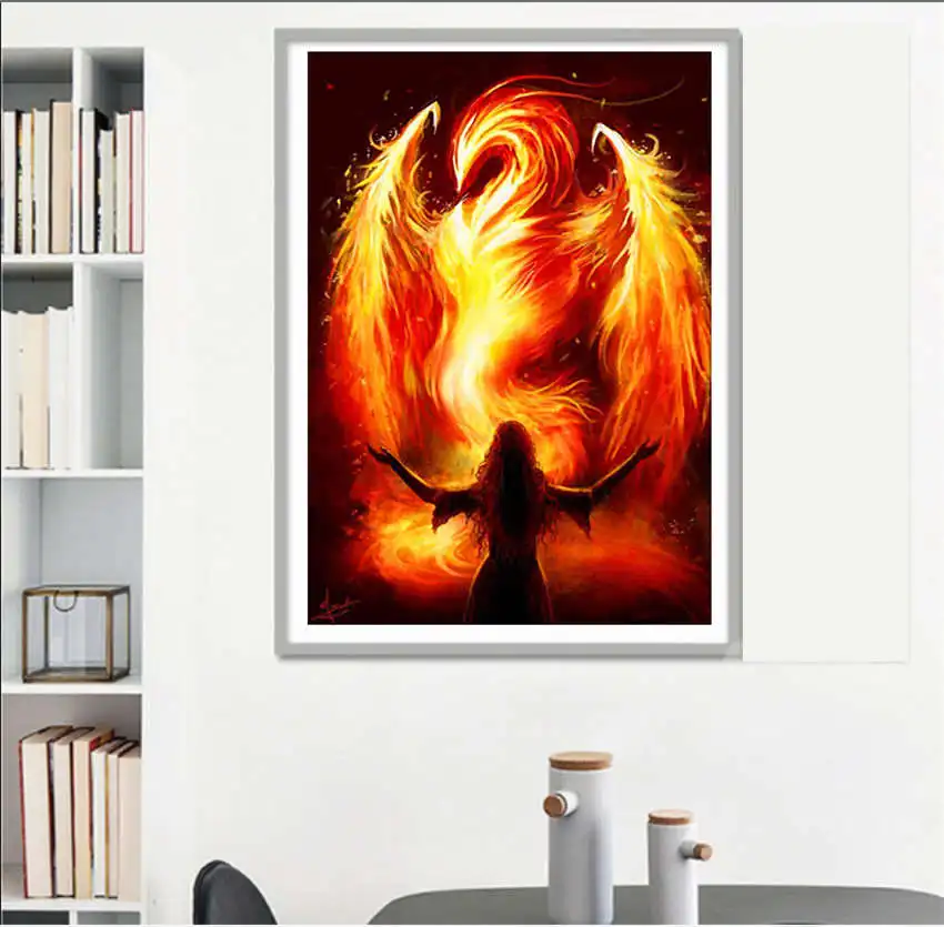Popular diy 5d Diamond painting full set Fire flaming Phenix DIY diamond embroidery Full Square rhinestone pictures Home Decor | Дом и сад