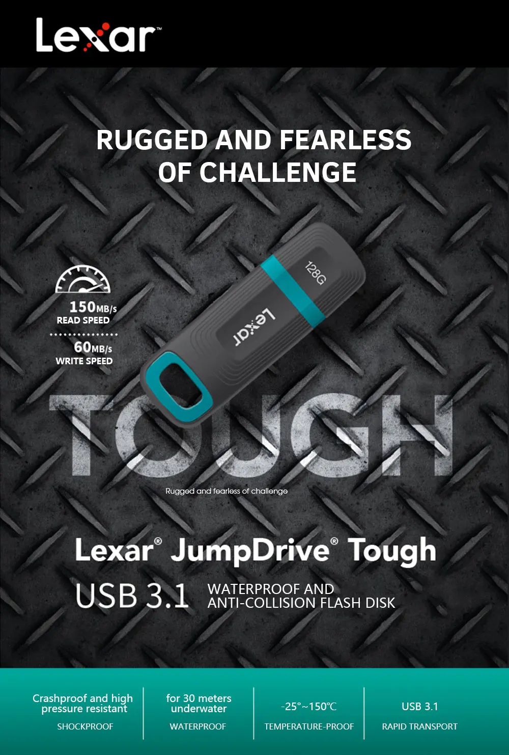 Lexar 32G 64G 128G USB3.1 компьютер U диск жесткий промышленный USB флэш-накопитель водонепроницаемый шифрование