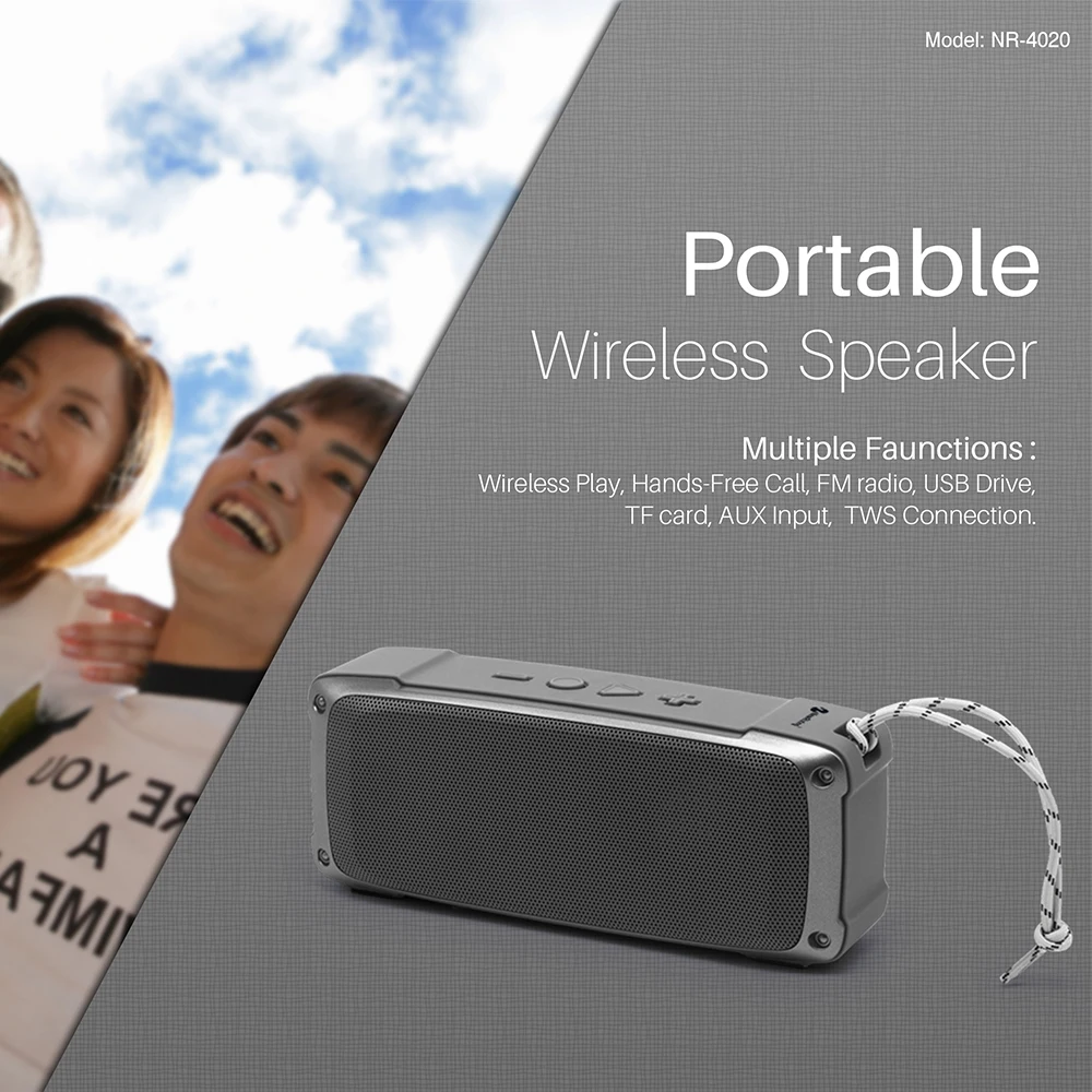 NR 4020 Bluetooth Динамик Haut Parleur RU Портативный супер бас 3D цифрового звука blutooth динамик