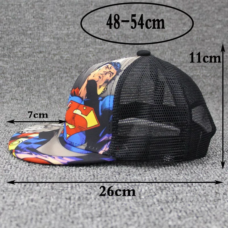 Детская Хлопковая сетчатая Кепка с рисунком Супермена детская бейсбольная кепка