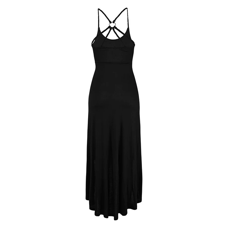 Женское летнее платье без рукавов Boho однотонное асимметричное длинное на