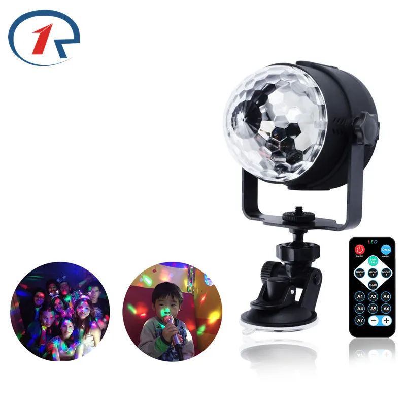 ZjRight ИК пульт RGB LED Кристальный вращающийся шар сценический светильник USB 5 В