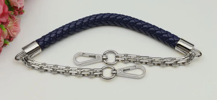Dark Blue DIY 50 см металлическая Серебряная цепочка сменные ремешки для сумок 18 цветов из искусственной кожи ручки для маленьких сумок, сумки аксессуары - Цвет: Dark Blue