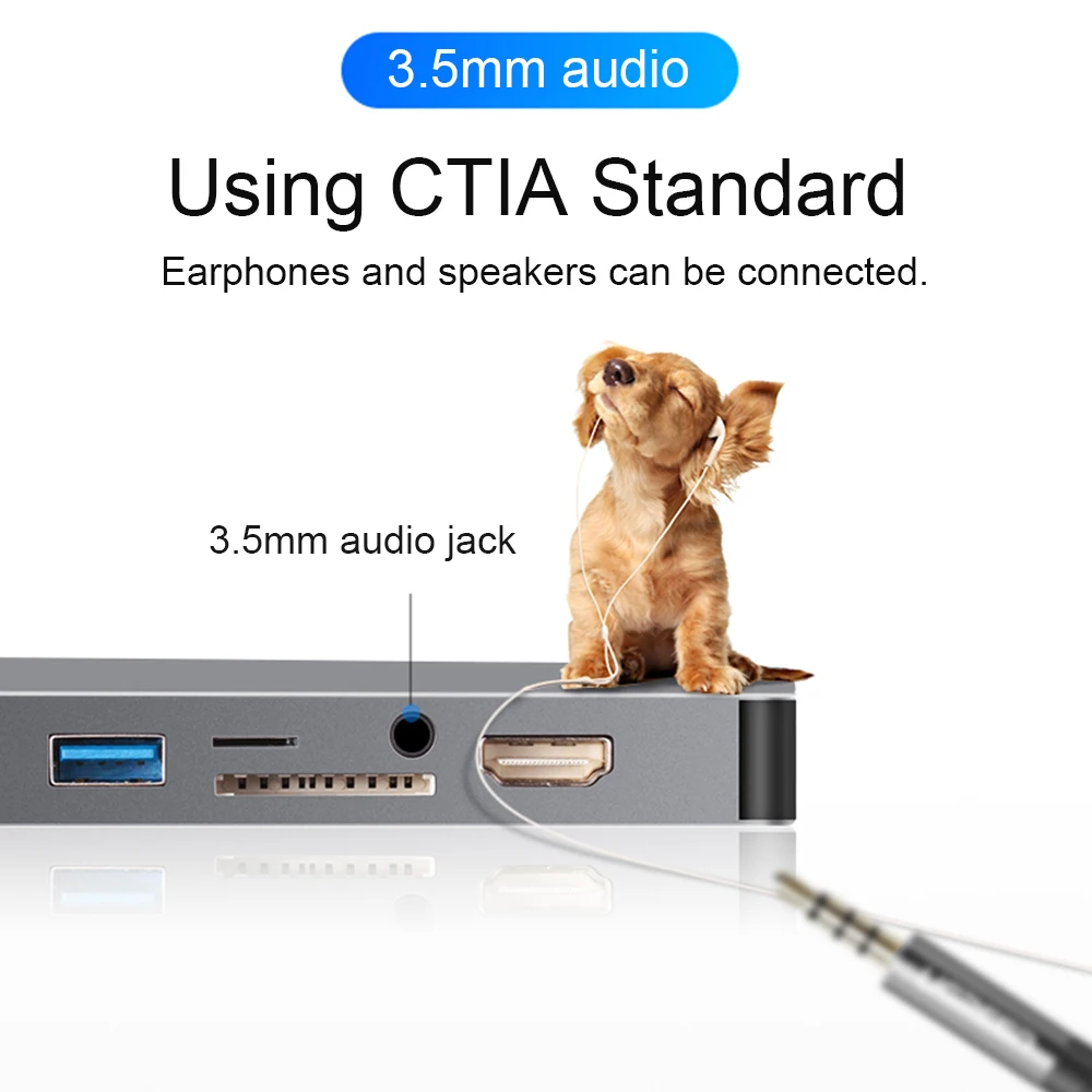 8 in 1 USB 3.1 Type C HUB to 4K HDMI 3.5mm Audio RJ45 Gigabit Ethernet Adapter with PD Charging SD TF Card Reader | Компьютеры и офис