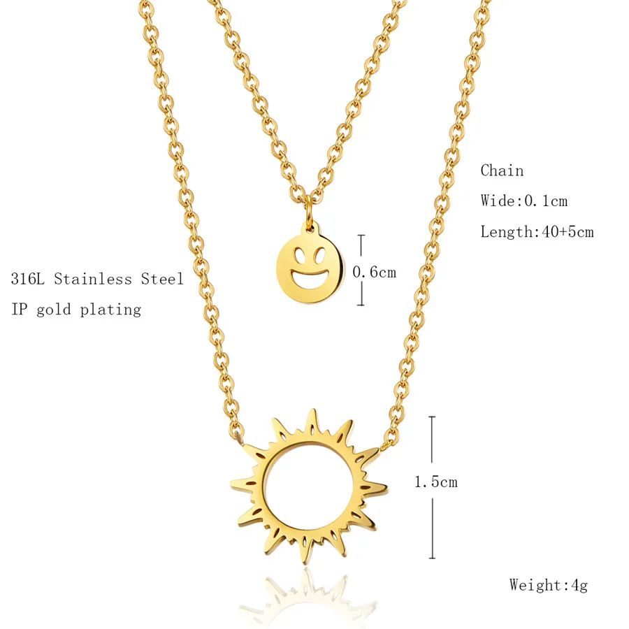 Ожерелье с подвеской Martick Sunshine золотистого цвета двойная цепь подвеска на лицо