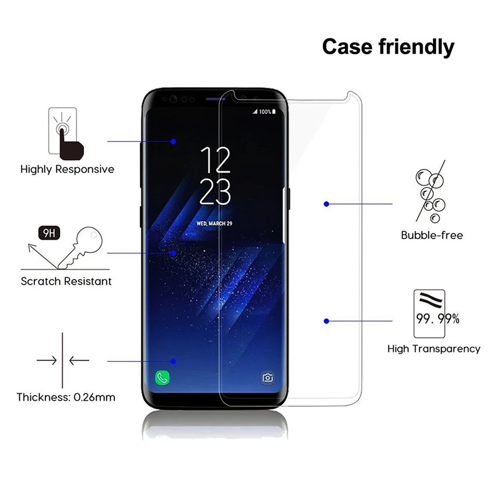 2 pieces New Screen Protector Surface Protective Film Curve Edge For Samsung Galaxy S9 Tempered Glass Anti-Scratch | Мобильные