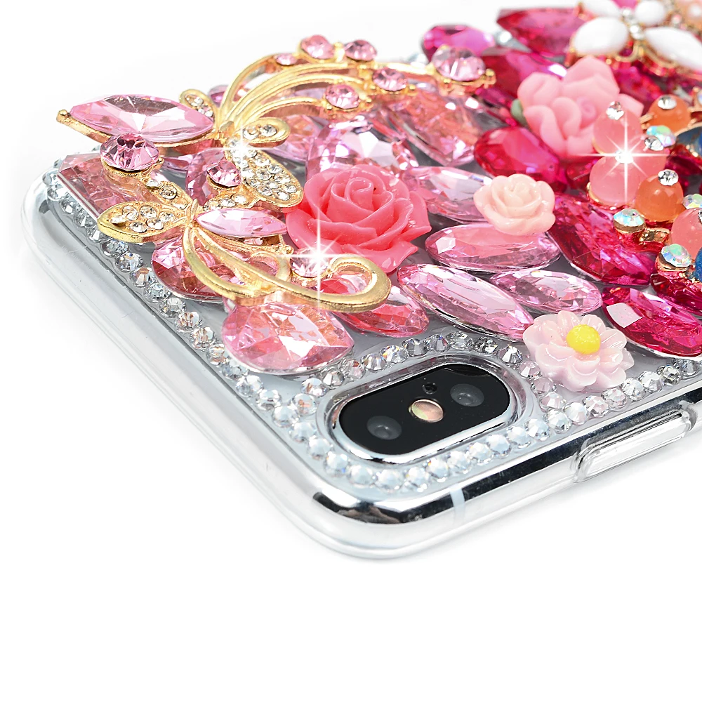 DIY 3D Bling Кристалл Rhinestone задняя Fundas для IPhone X 5 5S SE 7 8 плюс Алмазный Обложка Чехол coque