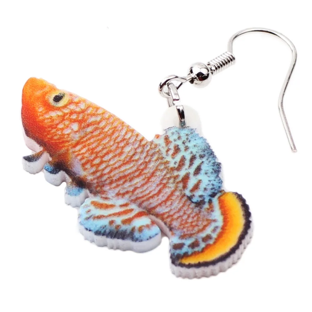 WEVENI Acrylic Long Drop Dangle Rachow's Nothobranch Fish Earrings Gift Trendy Ocean Animal Jewelry For Women Girl Wholesale | Украшения