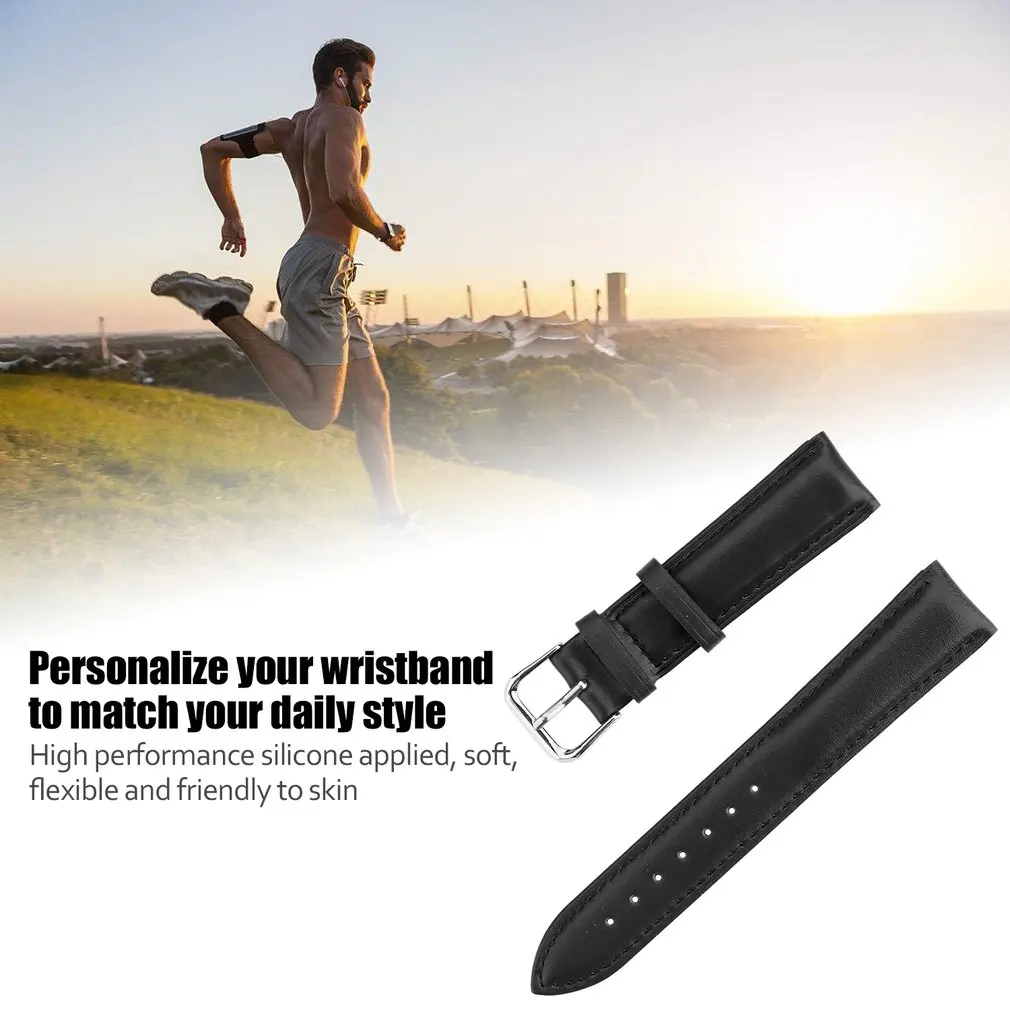 Кожаный ремешок для часов Гладкий женский 18/20/22 мм мужской ремень из натуральной