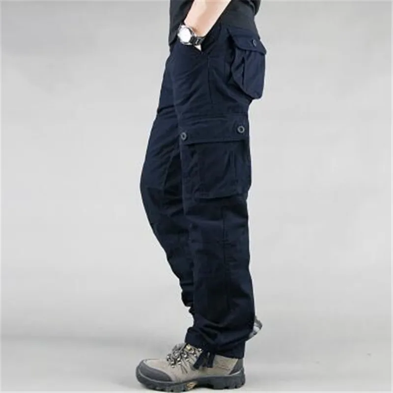 Royal blue Новые модные мужские брюки карго в стиле милитари, повседневные тактические военные брюки с большими карманами, весенние мужские хлопковые армейские брюки для мужчин - Цвет: Royal blue