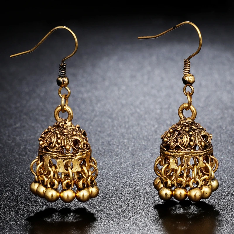 Женские винтажные серьги Jhumka индийские цыганские украшения серебристого цвета в